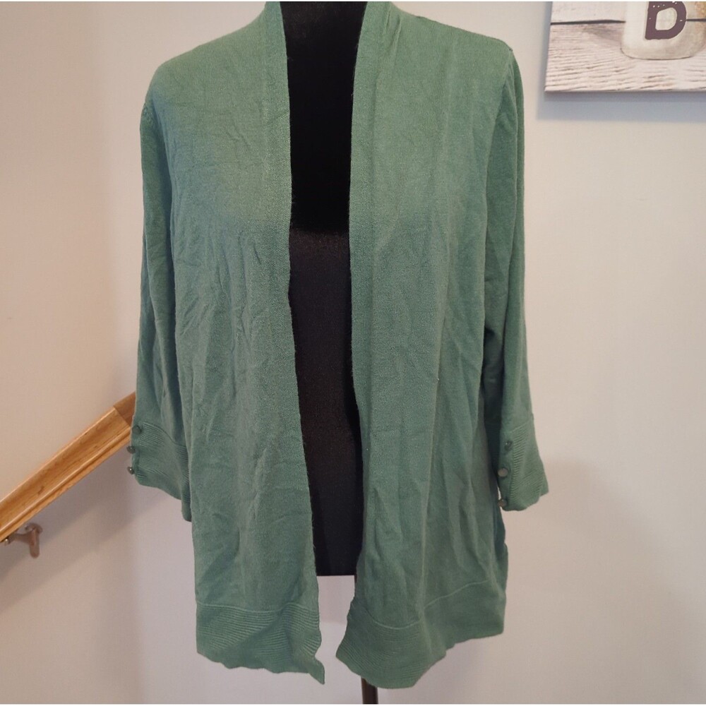 NWT Evolution By Cyrus Myna Women's 3/4 Sleeve Cardigan Green Size XXL